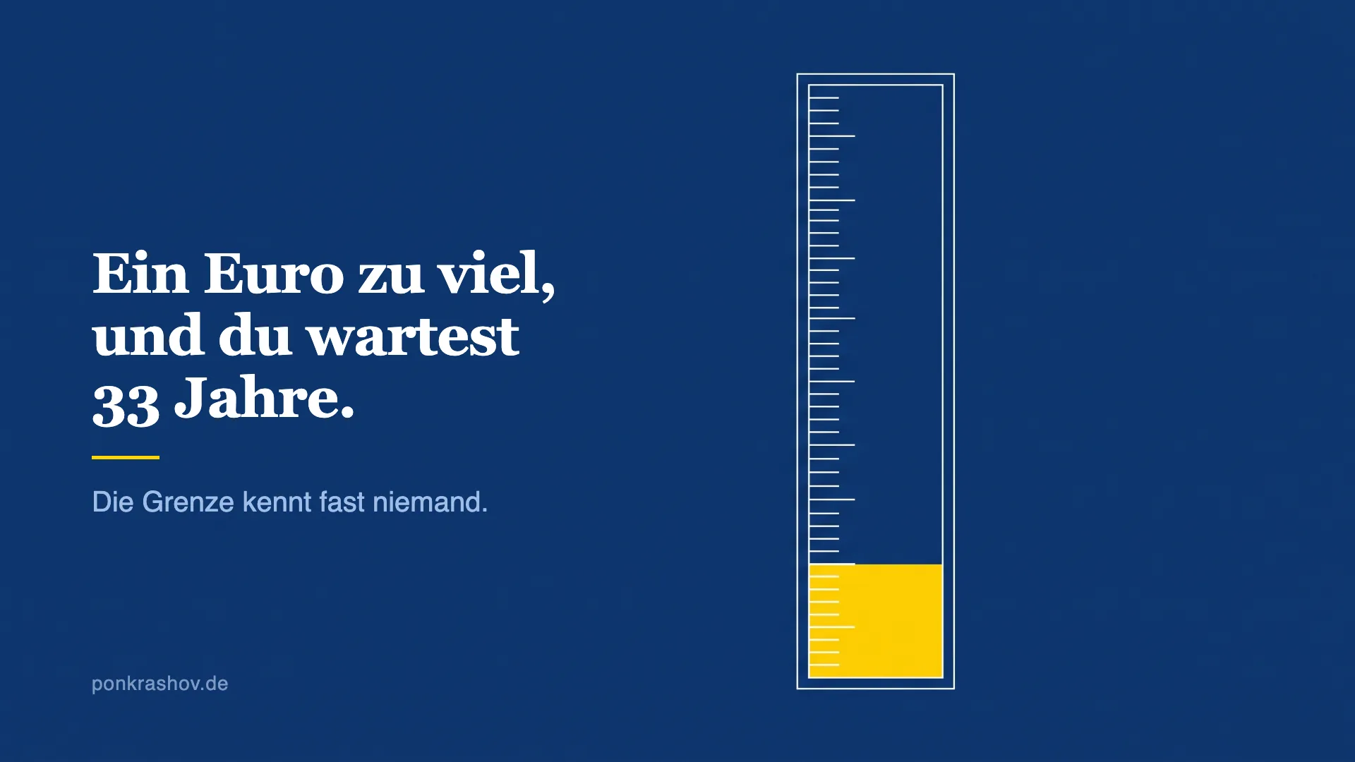 Technische Zeichnung einer senkrechten Messskala, eine Markierung darauf gelb hervorgehoben