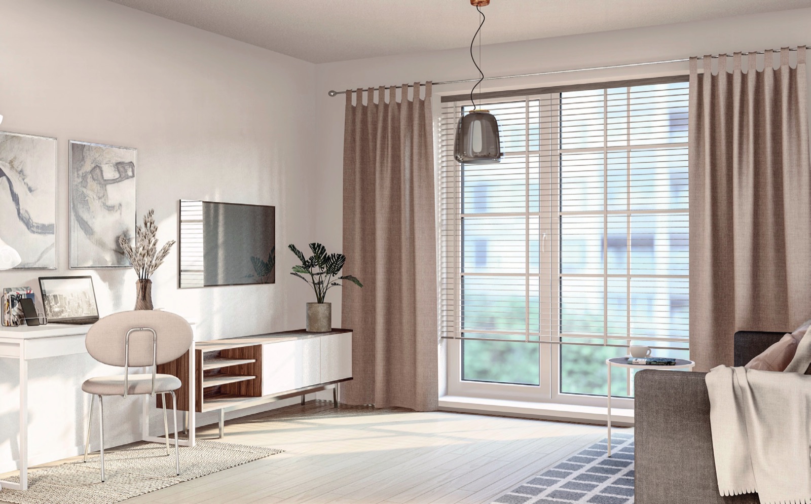 Beispiel eines Wohnbereichs mit großem Fenster