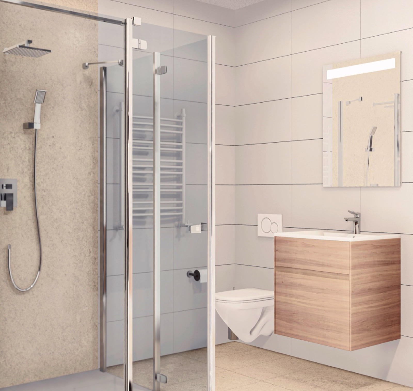 Beispiel eines Bads mit bodengleicher Dusche