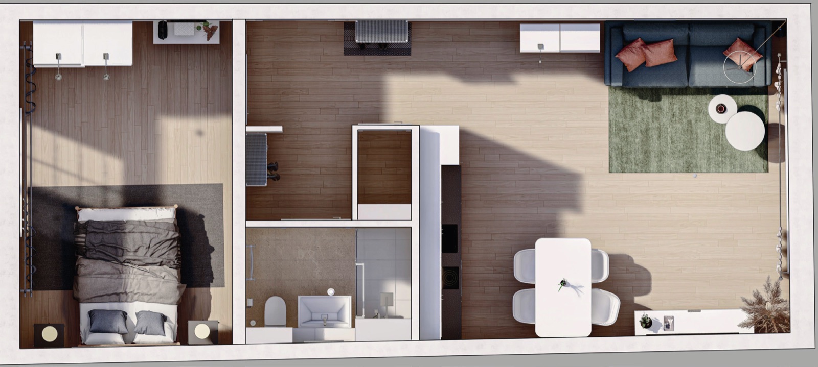 Zwei Zimmer mit rund 54 m²