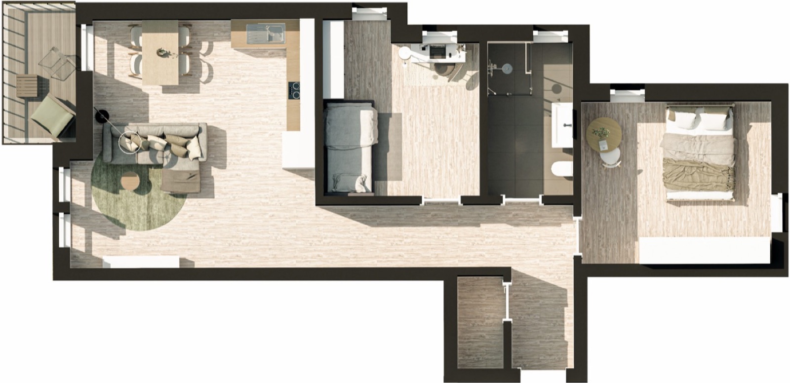 Drei Zimmer mit rund 74 m²